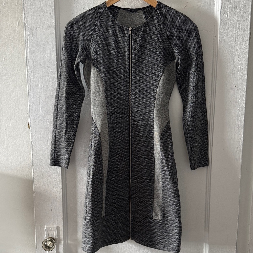 Theory Charcoal Long Sleeve Dress